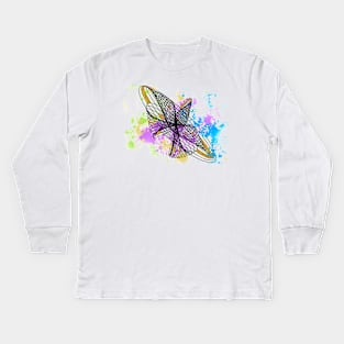 Harmonic Montion Freedom | Abstract Geometric Paint Splash Faux Glitter Kids Long Sleeve T-Shirt